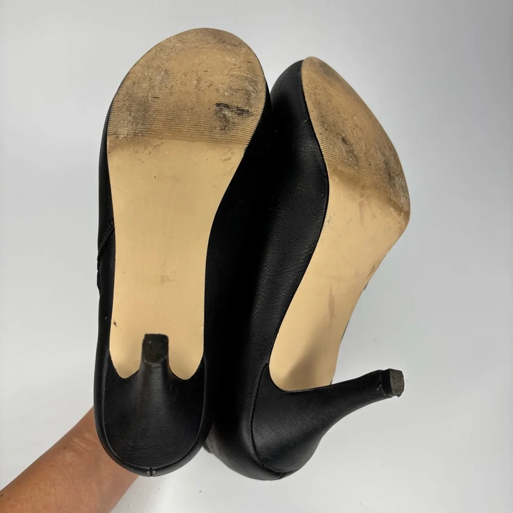 SH2 Madden Girl Elegant Black‎ Ankle Boots Gold Zipper Stilleto 8 Classic Preppy